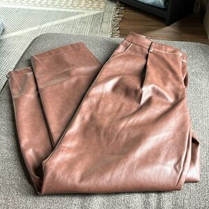 Faux leather brown pants